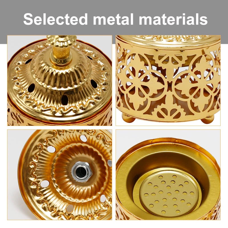 EATAKWARD Arabic Incense Burner Metal Vintage Incense Burner Aroma Lamp Incense Holder Iron Art Candlestick Decorative Candle Stand Home Scented Candle Stick for Home Tabletop Decoration - Image 2