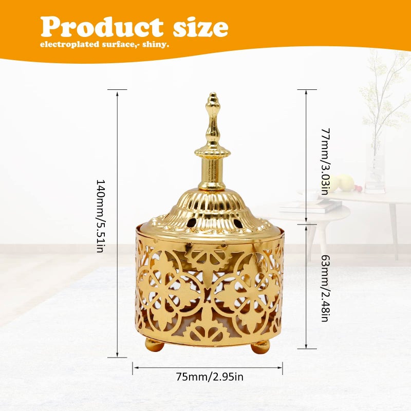 EATAKWARD Arabic Incense Burner Metal Vintage Incense Burner Aroma Lamp Incense Holder Iron Art Candlestick Decorative Candle Stand Home Scented Candle Stick for Home Tabletop Decoration - Image 3