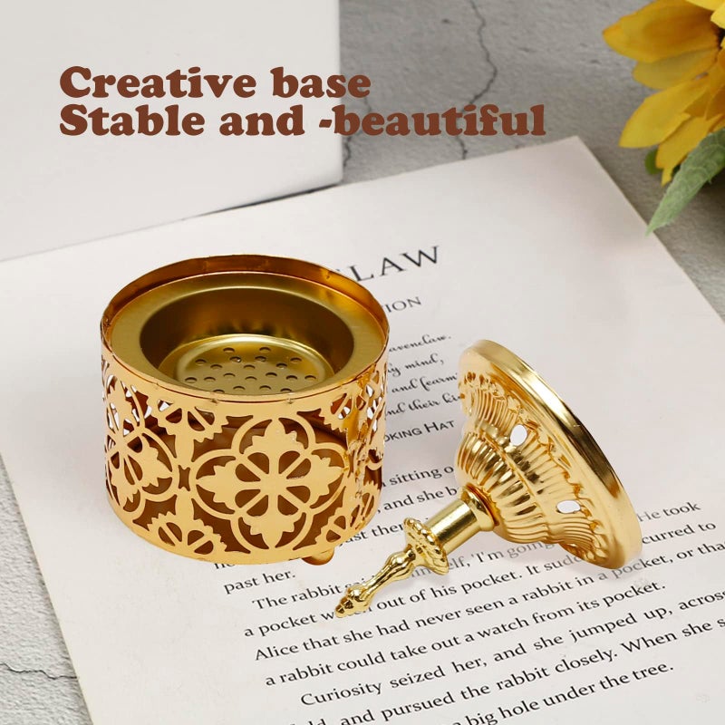 EATAKWARD Arabic Incense Burner Metal Vintage Incense Burner Aroma Lamp Incense Holder Iron Art Candlestick Decorative Candle Stand Home Scented Candle Stick for Home Tabletop Decoration - Image 5