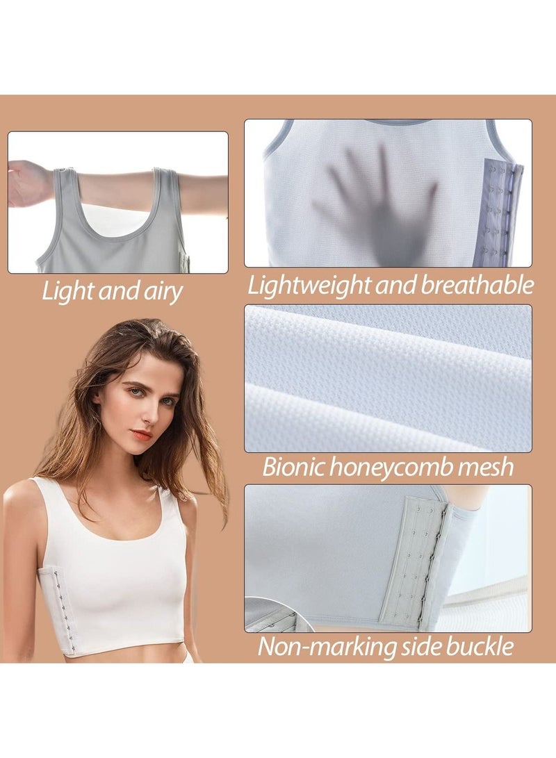 NIBEMINENT Women's Casual Sport Chest Vest, Women Breathable Cotton Elastic Band Binder Tank Top, for Sports Bra Bustiers Corsets, Four Seasons Tops (Size:L) - Image 2