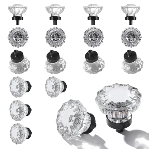 CEYMIO Matte Black Cabinet Knobs Crystal Cabinets Knob 16 Pack Clear Crystal Small Pull for Closet Dresser Drawers Cupboard Wardrobe Solid Alloy Retro Pulls SingleHole Old Fashioned - Image 1