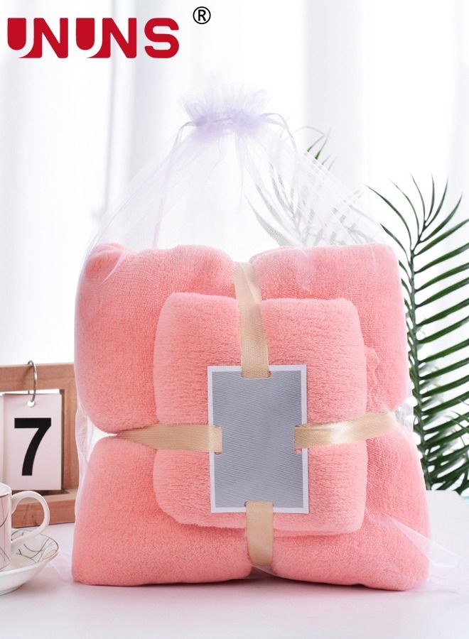 UNUNS 2-Piece Bath Towel Set,Skin Friendly Coral Velvet Bath Towel Hand Towels Set (1 Bath Towel+1 Hand Towels),Quick Drying,Highly Absorbent Durable Towels Set - Image 1