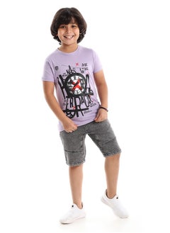 Andora Thigh Stitched Detail Washed Grey Denim Shorts  - Image 1