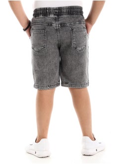 Andora Thigh Stitched Detail Washed Grey Denim Shorts  - Image 4