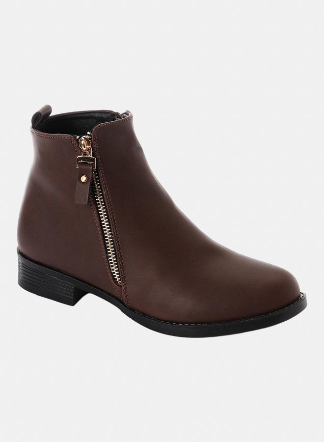 XO Style Leather Ankle Boot 1014-Brown - Image 2