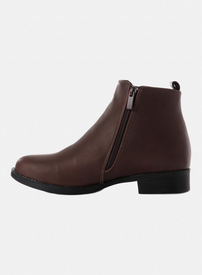 XO Style Leather Ankle Boot 1014-Brown - Image 1