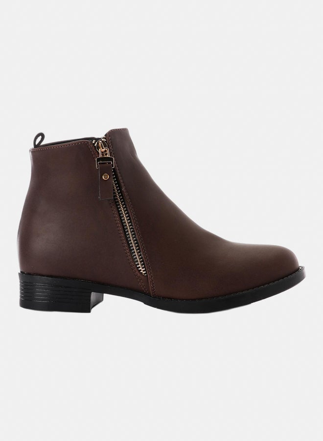 XO Style Leather Ankle Boot 1014-Brown - Image 3