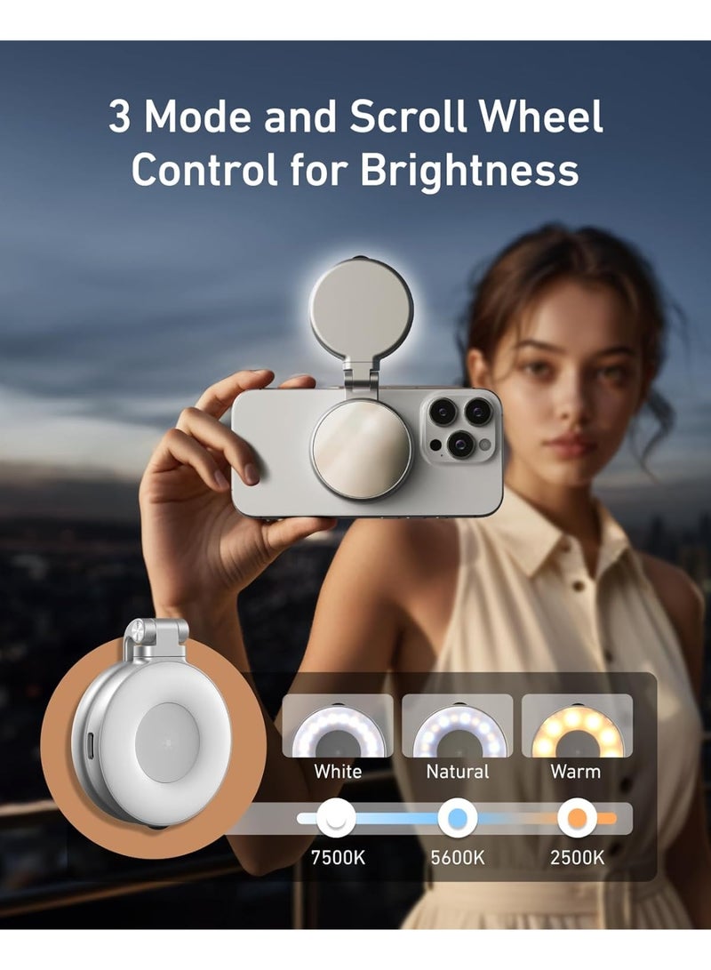 TELESIN Magnetic Selfie Light, Phone Light Compatible with iPhone Magsafe, CRI97 360° LED Selfie Ring Fill Light with Mirror for Selfies/Photography/TikTok/Zoom Calls/Video Conference - Image 3