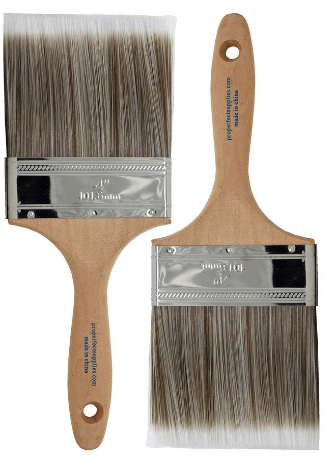 Pro-Grade Premium Wall/Trim House Paint Brush Set Great for Professional Painter and Home Owners Painting Brushes for Cabinet Decks Fences Interior Exterior & Commercial Paintbrush. (2Ea 4F) - Image 2