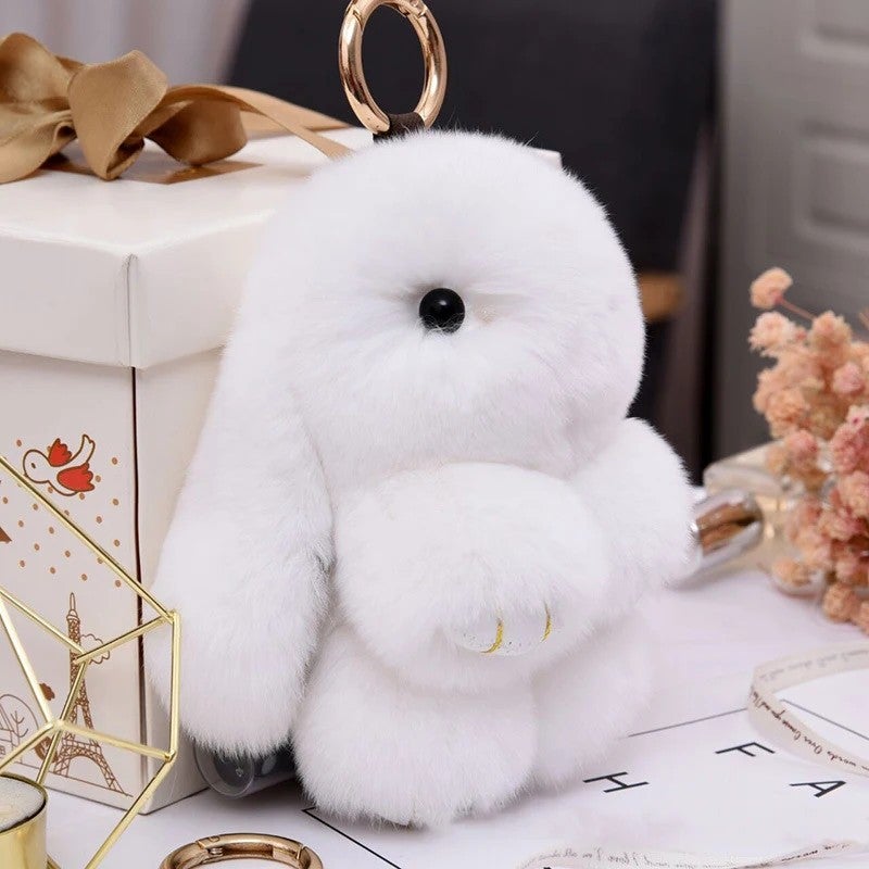 Y&D Rabbit Fur Toys Plush Stuffed Keychain Soft Rabbit Shaped Keychain Accessories Opp Bag Key Pendant Fasion HY Bunny Keychain 2pcs - Image 3
