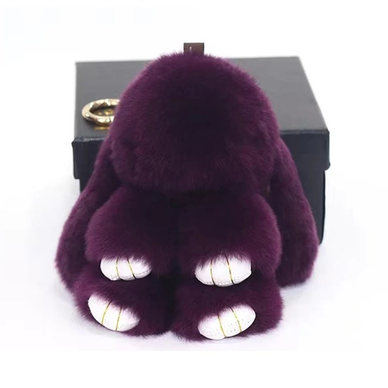 Y&D Rabbit Fur Toys Plush Stuffed Keychain Soft Rabbit Shaped Keychain Accessories Opp Bag Key Pendant Fasion HY Bunny Keychain 2pcs - Image 2