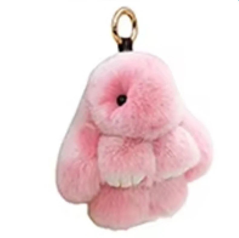 Y&D Rabbit Fur Toys Plush Stuffed Keychain Soft Rabbit Shaped Keychain Accessories Opp Bag Key Pendant Fasion HY Bunny Keychain 2pcs - Image 1