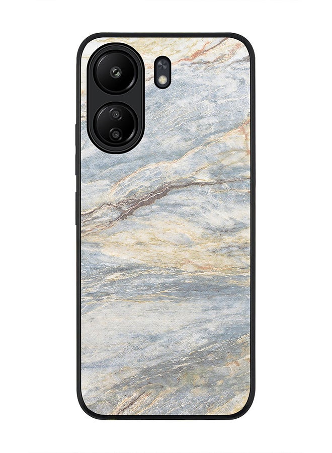 Stylizedd Rugged Black Edge Case for Xiaomi Redmi 13C 4G, Slim fit Soft Flexible Anti Drop TPU Gel Thin Case Cover - Marble Print Grey Classic - Image 1