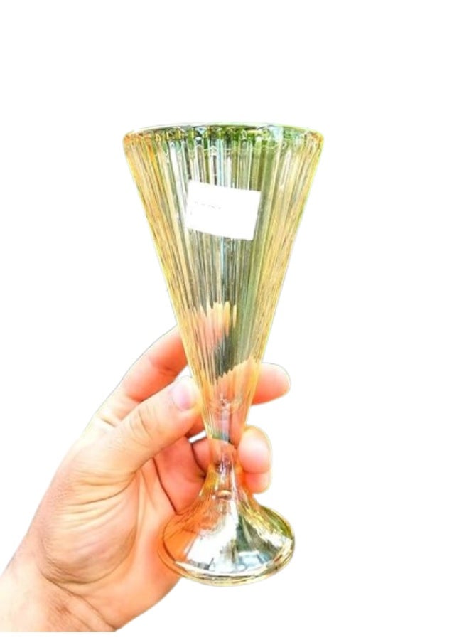 Glass Goblets,modern design, Set, 225 ml Capacity, Honey Colour, Modern Design, Set of 6.