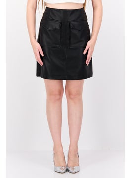 Women Solid Mini Skirt, Black