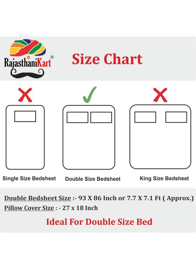 RajasthaniKart RajasthaniKart® Pure 100% Cotton Double Bed Sheet with 2 Pillow Covers (Bedsheet for Double Bed Cotton, Maroon, Paisley)  - Image 5