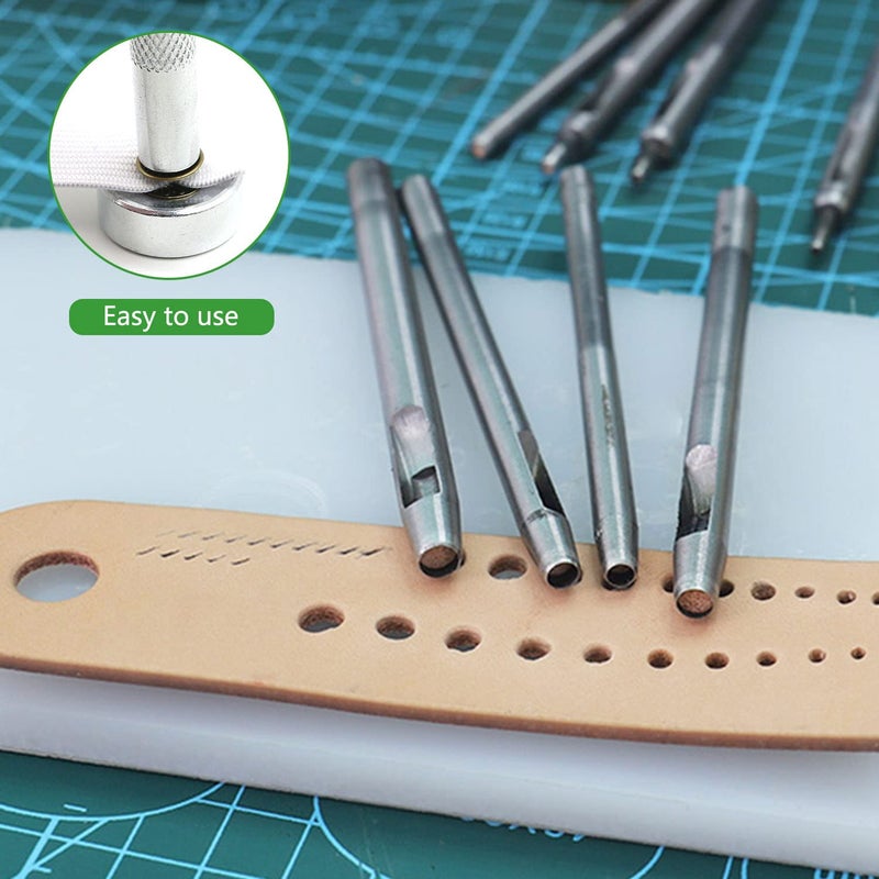MIATTCLD 11pcs Punch Tool Punch Snap Kit, Leather Craft Snap Fastener Setter Rivet Setting Round Hole Punch Die Tools for Punch Hole and Install Rivet Button (Rivet Setter with Base) - Image 4