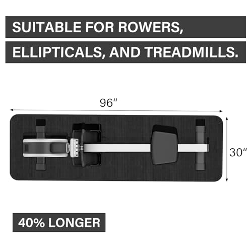 TONINT Rowing Machine Mat 96" x 30" with Storage Bag and Sports Towel,Treadmill Mat for Carpet & Hardwood Floors,Rower Mat,Elliptical Mat,Bike Mat,Gym Exercise Equipment Mat,Fitness Equipment Mat - Image 2