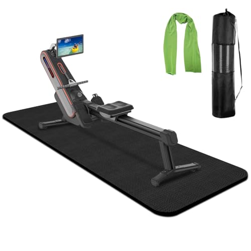 TONINT Rowing Machine Mat 96" x 30" with Storage Bag and Sports Towel,Treadmill Mat for Carpet & Hardwood Floors,Rower Mat,Elliptical Mat,Bike Mat,Gym Exercise Equipment Mat,Fitness Equipment Mat - Image 1