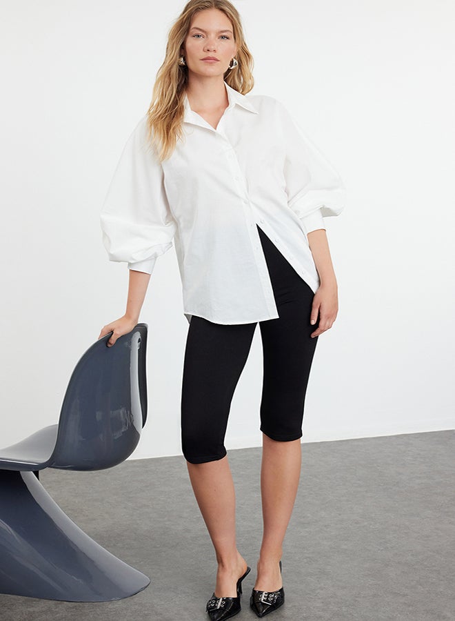 trendyol Ecru Balloon Sleeve Oversize Wide Fit Woven Shirt TWOAW25GO00013  - Image 2