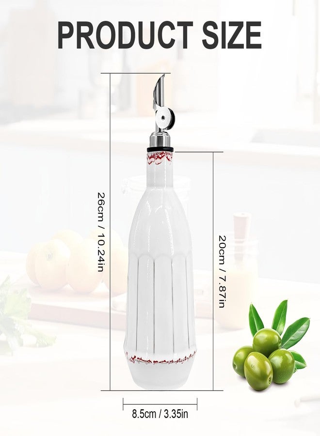 FALESHOS Ceramic Olive Oil Dispenser Bottle, 18oz Opaque Kitchen Oil Bottle with Automatic Stainless Steel Pourer Spout, for Premium Olive Oil, Vinegar, Soy Sauce & Liquids, Single Bottle (1 Piece) - Image 2