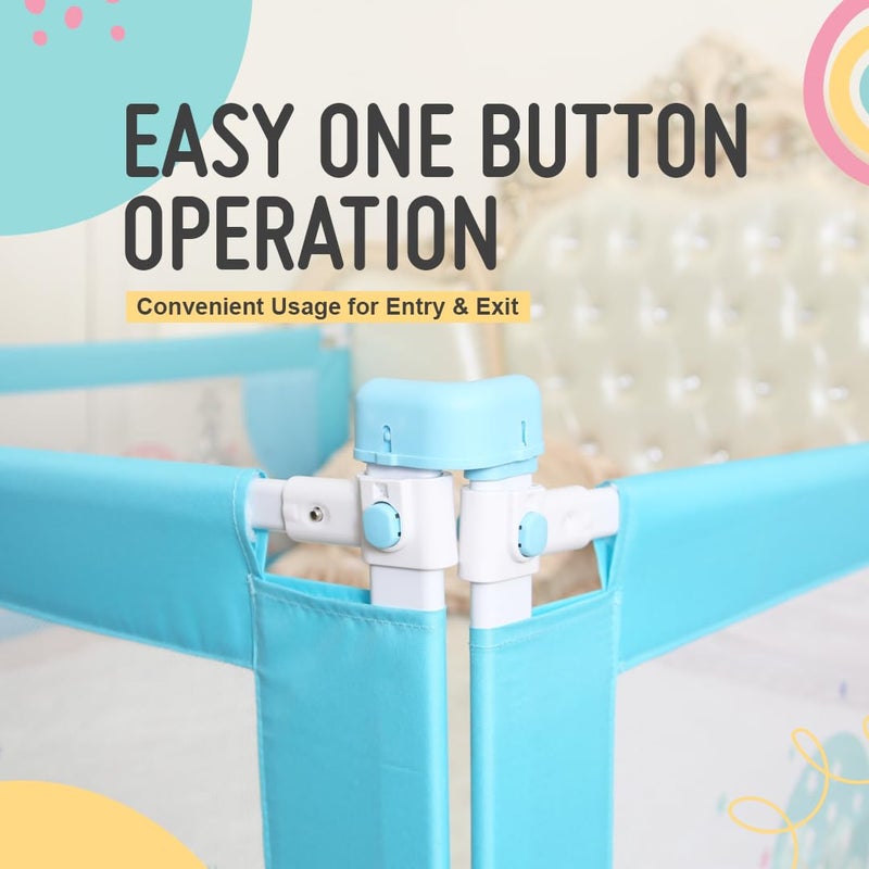 SAFE-O-KID® Barrier Designer Bed Rail Guard with 1 Year Manufacturer Warranty, Blue (5Ft/152CM) Pack of 1 - Image 5