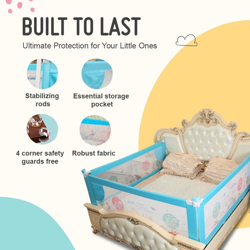 SAFE-O-KID® Barrier Designer Bed Rail Guard with 1 Year Manufacturer Warranty, Blue (5Ft/152CM) Pack of 1 - Image 3