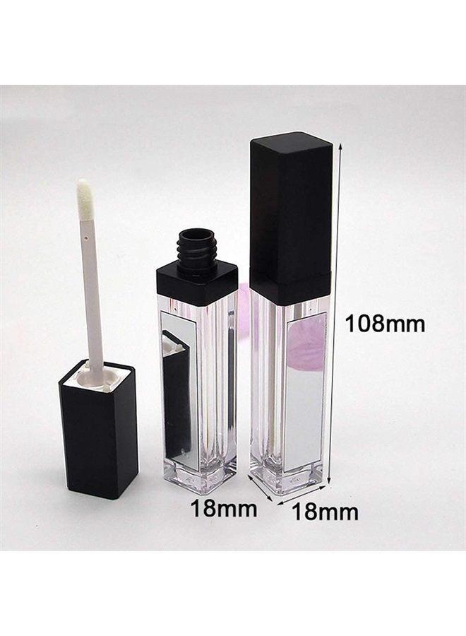 Healthcom 10 Pcs 7.5ml Square Clear Plastic Lip Gloss Tubes Vials with Mirror LED Light Lip Glaze Tube Bottles Empty Refillable Makeup Lipstick Tube DIY Cosmetic Container Travel for Woman Girl(Black)