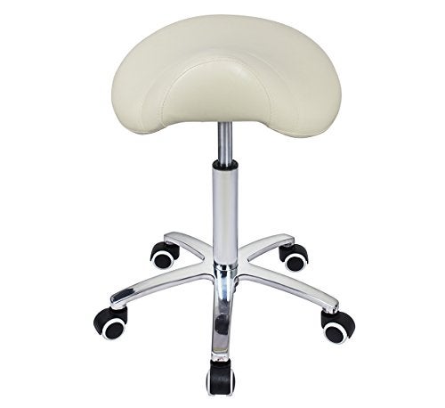 Antlu Antlu Saddle Stool Rolling Chair for Medical Lash Massage Salon Kitchen SpaAdjustable Hydraulic Stool with Wheels Beige 