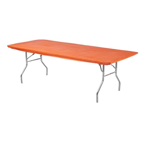 Kwik-Covers KwikCovers 8 Rectangle Plastic Table Covers 30 x 96 Bundle of 5 Orange 