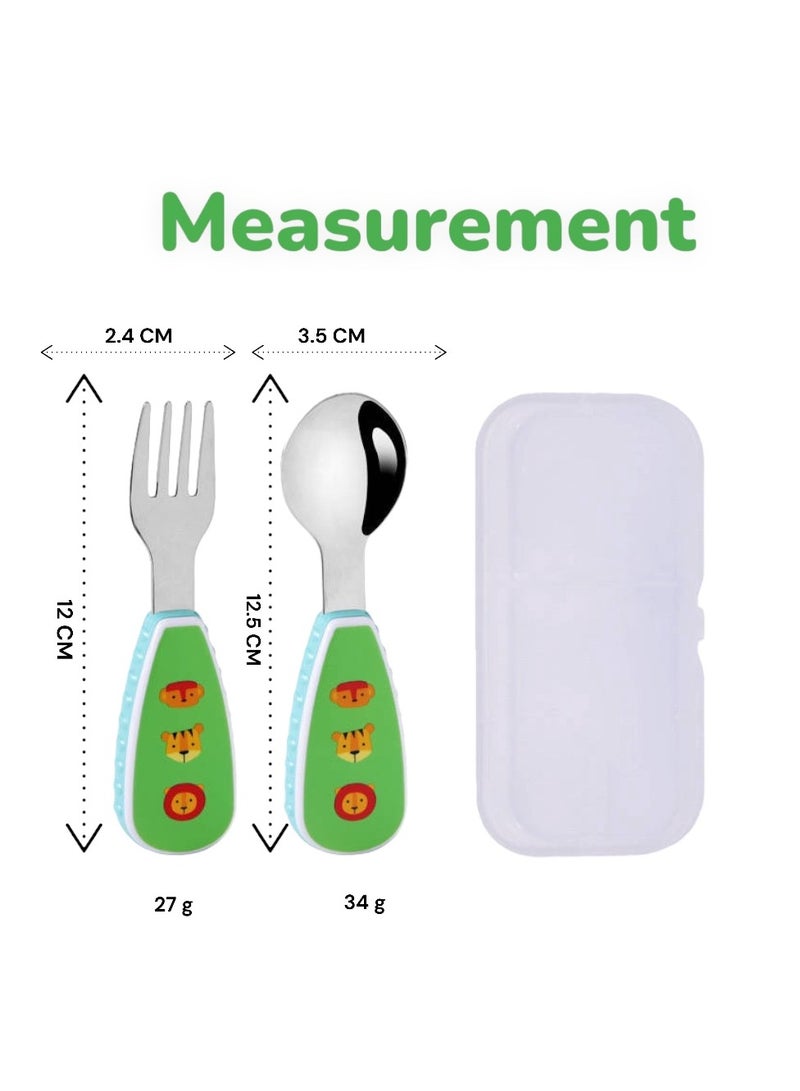 Animals Kids Spoon and Fork Cutlery Set with Case