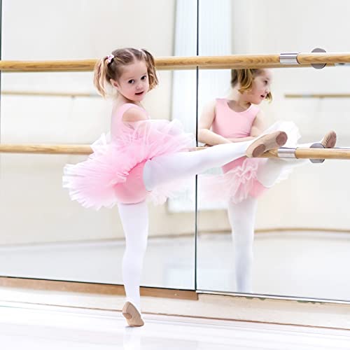 Jeere Ballet Outfit for Toddler Girls, Pink 3-Piece Set with Tutu Dress, Soft Shoes, and Tights (2-7 Years) - Image 3