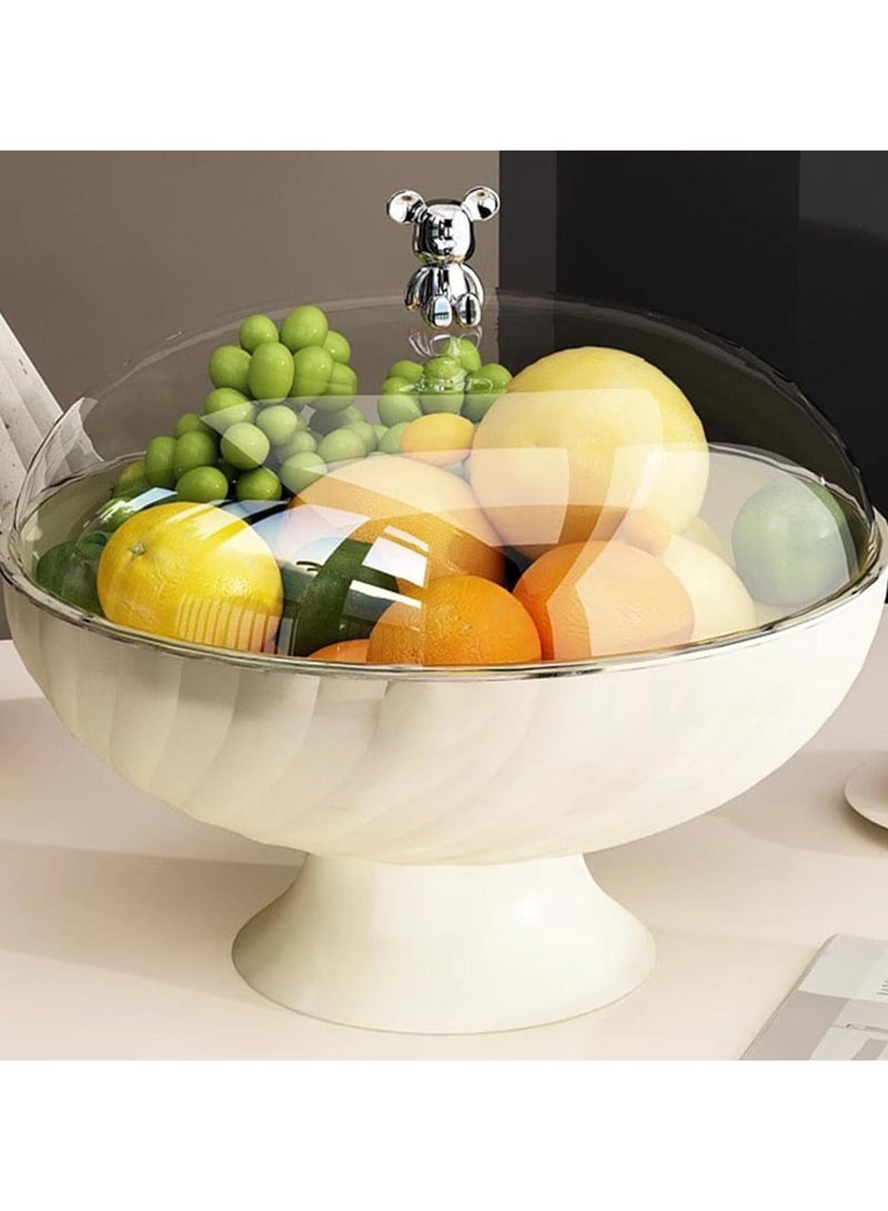 DubaiGallery Fruit Bowl with Lid Decorative Fruit Plate with Draining Holes Fruit Basket Bowl Holder Multifunctional Countertop Fruit Bowl for Party Wedding Fruit Vegetable Breads Snacks, Clear  - Image 1