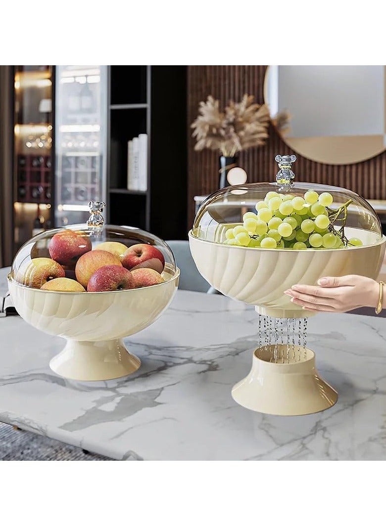 DubaiGallery Fruit Bowl with Lid Decorative Fruit Plate with Draining Holes Fruit Basket Bowl Holder Multifunctional Countertop Fruit Bowl for Party Wedding Fruit Vegetable Breads Snacks, Clear  - Image 4