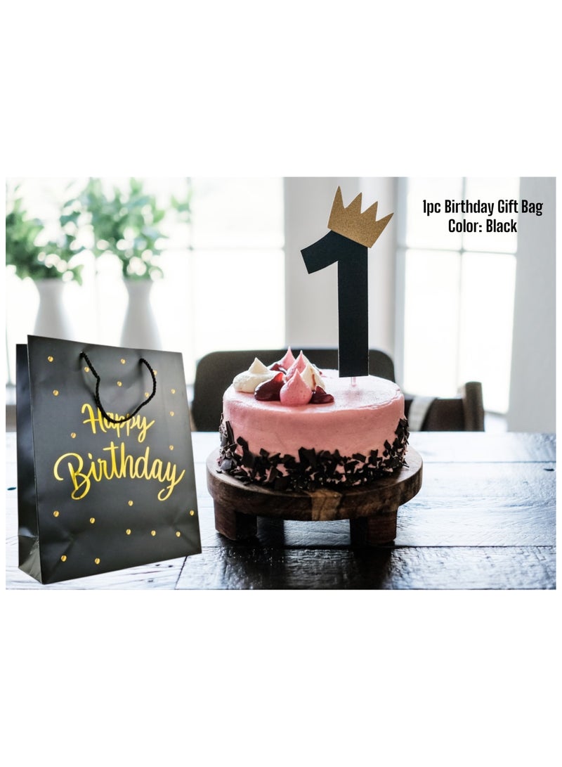 Generic Elegant Luxury Happy Birthday Text Celebration Wrap Present Paper Gift Bag Black Color for him her men and women chic with handles | Large Size 26 x 32 x 10  - Image 3