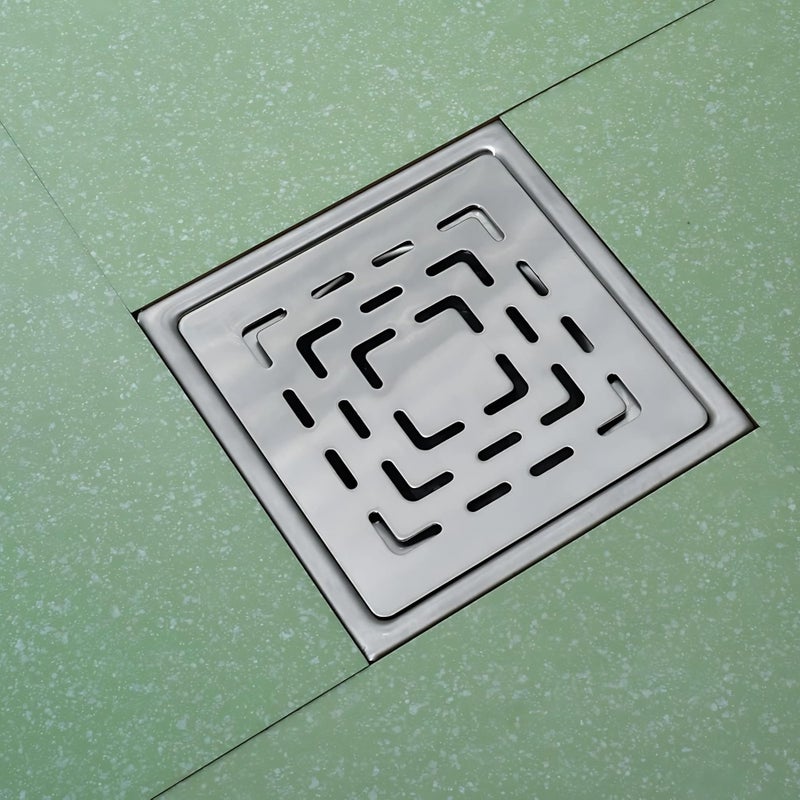 GOEKA Sapphire Square Flat Cut Floor Drain | 304 Stainless Steel Drain Channel | 6 x 6 Inches Waste Water Floor Drain Channel with Stainless Steel Trap - Image 1