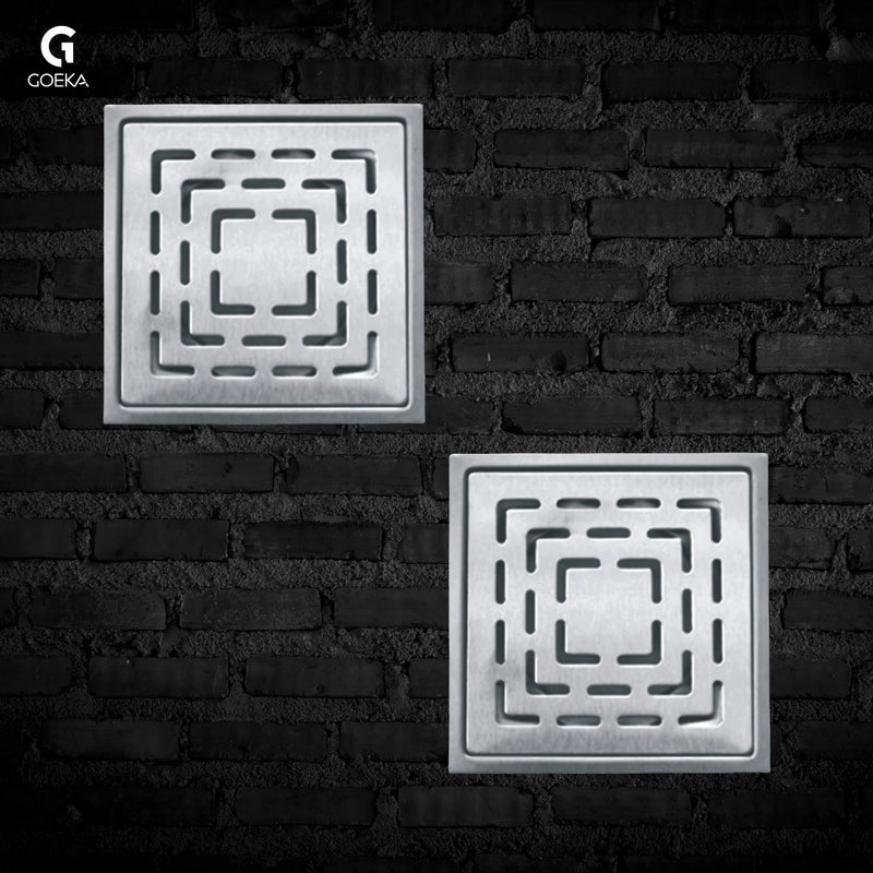 GOEKA Sapphire Square Flat Cut Floor Drain | 304 Stainless Steel Drain Channel | 6 x 6 Inches Waste Water Floor Drain Channel with Stainless Steel Trap - Image 3
