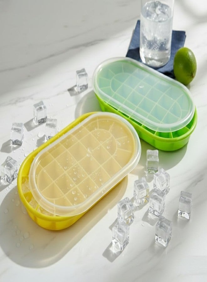 GaxQuly 2pcs Pop-Up Ice Cube Trays with lids, Flexible Silicone Bottoms for Easy Release, Stackable, BPA-Free, Food-Grade, Perfect for Freezer and Cocktails (Multicolor 30 Cavity) - Image 3