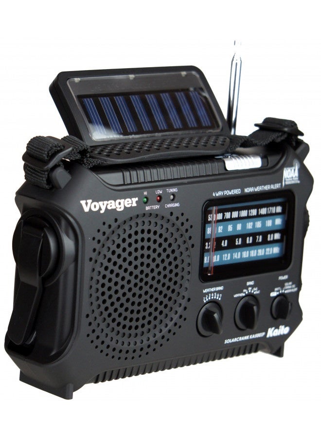 Kaito Ka500Ip-Blk Voyager Solar/Dynamo Am/Fm/Sw Noaa Weather Radio With Alert And Cell Phone Charger, Black - Image 2