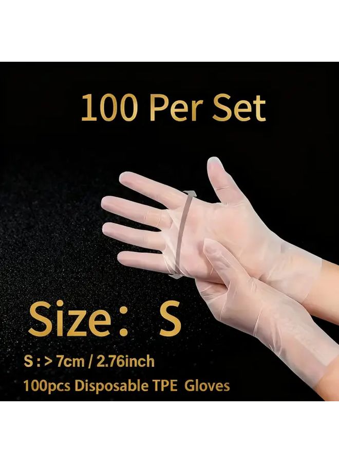 100 Pieces Large Heavy Duty Transparent TPE Gloves Durable For Kitchen Cleaning - Image 5