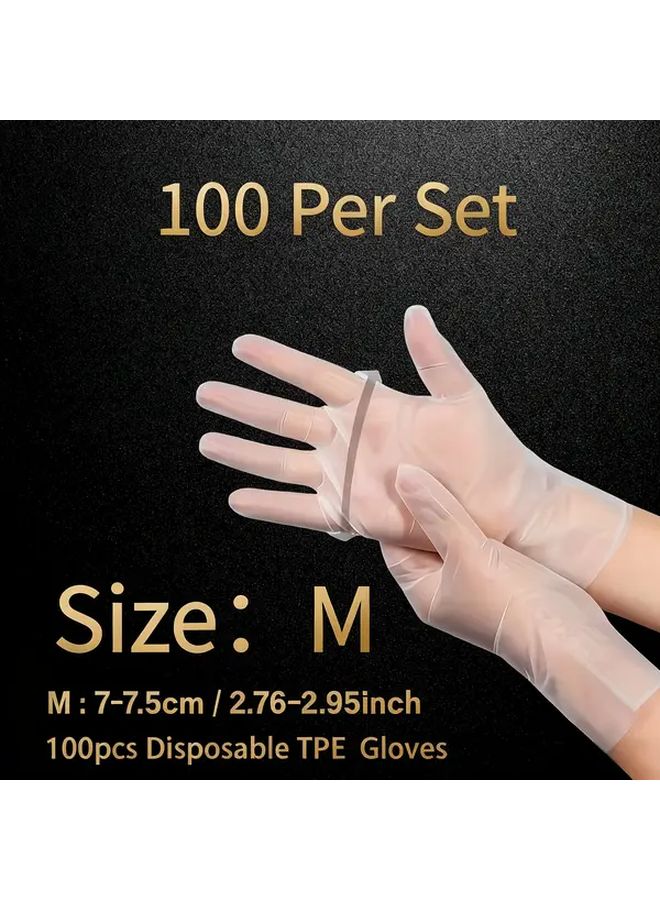 100 Pieces Large Heavy Duty Transparent TPE Gloves Durable For Kitchen Cleaning - Image 3