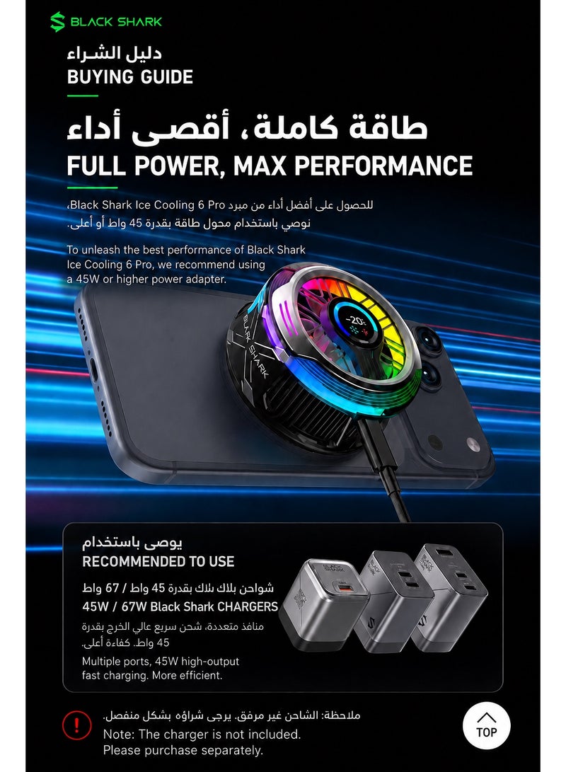 BLACK SHARK Phone Cooler Black Shark 6 Pro Magnetic Phone/Tablet Cooler – 35W Ultra-Cooling Gaming Fan with Smart Display, APP Smart Temperature Control, Magnetic Suction Sheet – For iPhone, RedMagic, Samsung, Android, iPad & Tablets (Perfect for PUBG Mobile, COD & Heavy Gaming) - Image 5