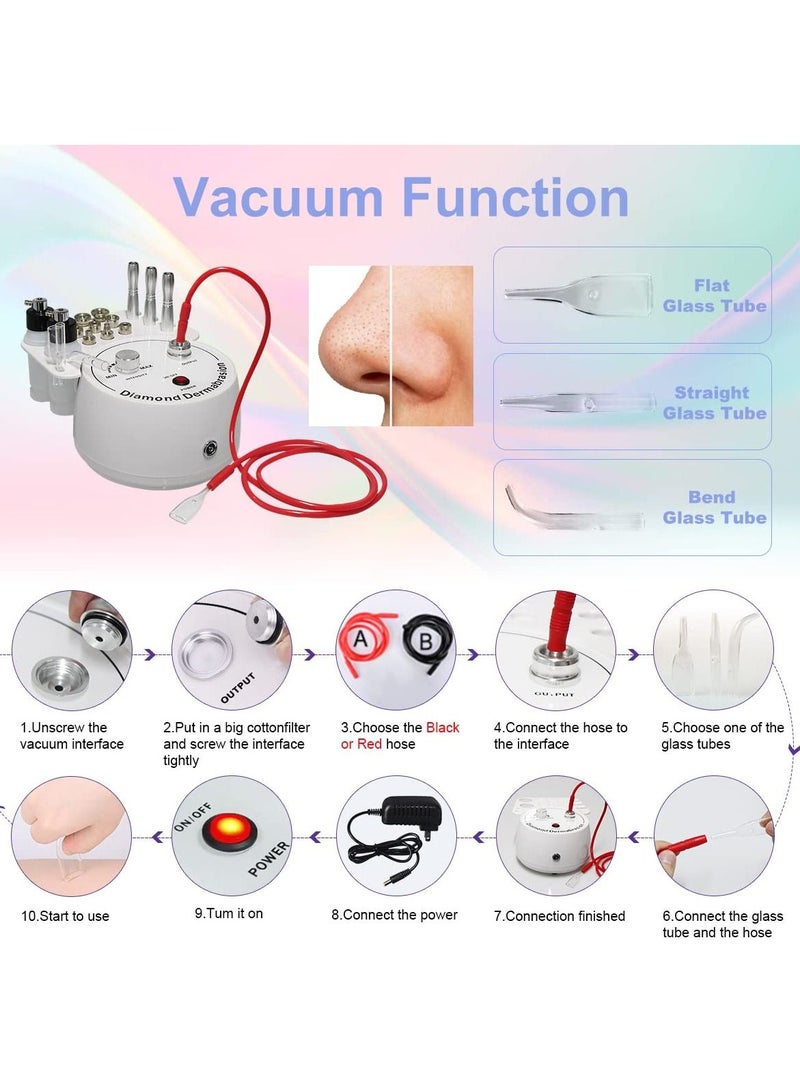 Excefore 3 in 1 Diamond Microdermabrasion Machine, Professional Dermabrasion Facial Skin Care Face Spa Home Use Massager Skin Peeling Lifting Tighten Wrinkle Black Head Remover with Spray Bottle - Image 4