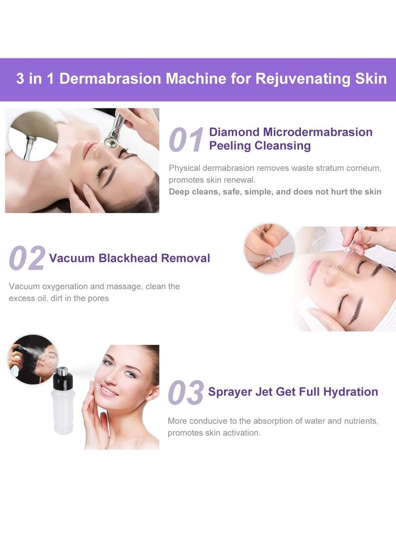 Excefore 3 in 1 Diamond Microdermabrasion Machine, Professional Dermabrasion Facial Skin Care Face Spa Home Use Massager Skin Peeling Lifting Tighten Wrinkle Black Head Remover with Spray Bottle - Image 2
