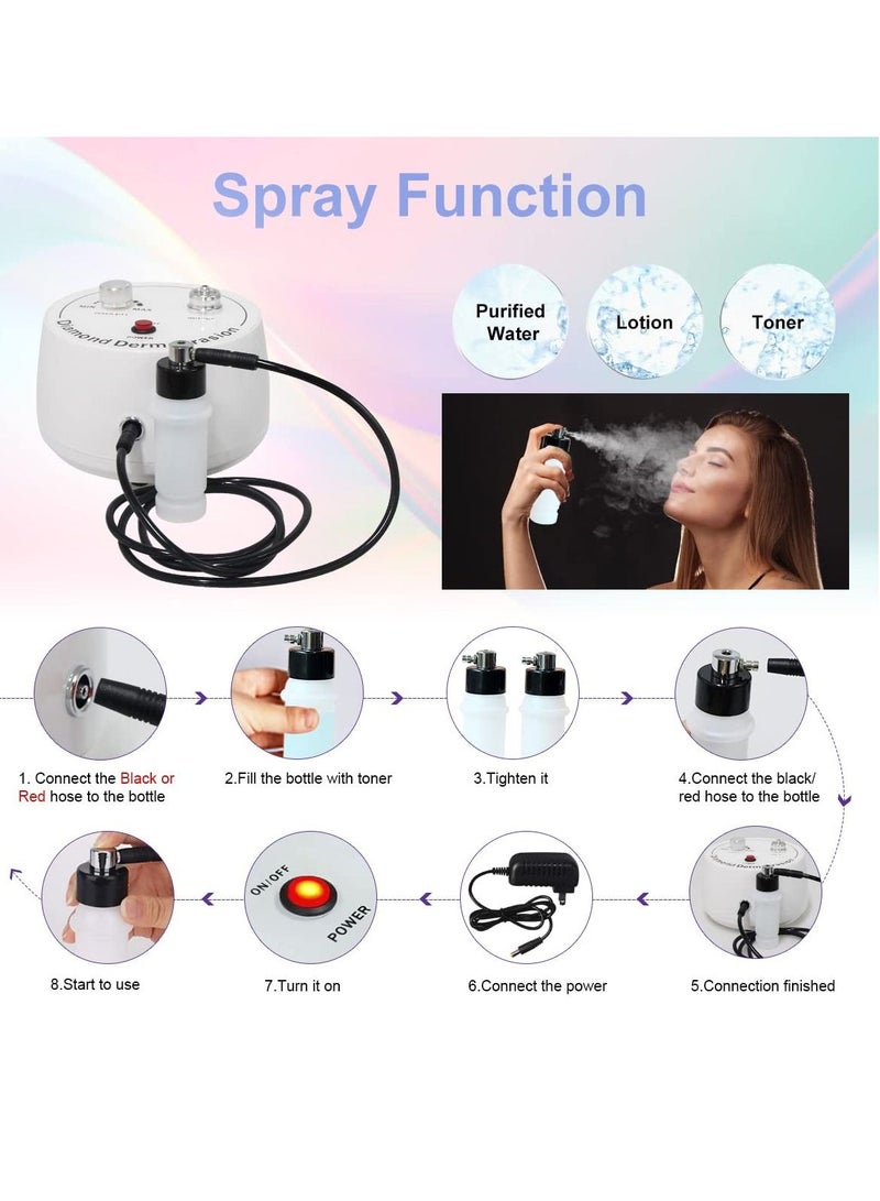 Excefore 3 in 1 Diamond Microdermabrasion Machine, Professional Dermabrasion Facial Skin Care Face Spa Home Use Massager Skin Peeling Lifting Tighten Wrinkle Black Head Remover with Spray Bottle - Image 5
