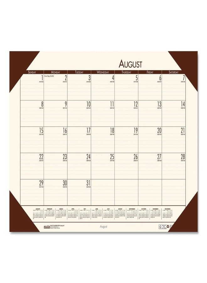 House of Doolittle 18.5 in. x 13 in. 12-Month (Aug 2025-Jul 2026) EcoTones Recycled Academic Desk Pad Calendar - Cream Sheets/Brown Corners