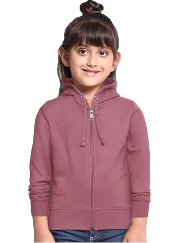 ADBUCKS Rich Cotton Full Sleeves Zipper Sweatshirt for Girls and Boys Jacket with Hoodies (Onion, 14-15 Years) - Image 1