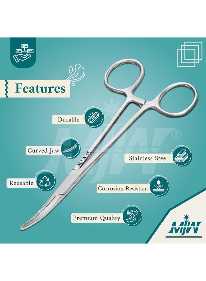 MJW Professional Curved Hemostat Fishing Forceps of Stainless Steel Used as Jewelry, Fly Fishing Forceps and Unhooking Fish Pliers – Pet, Dog Ear Hair Grooming Tweezers - Image 3