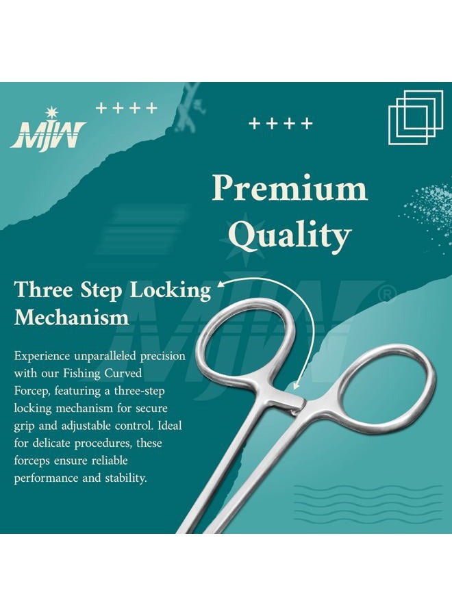 MJW Professional Curved Hemostat Fishing Forceps of Stainless Steel Used as Jewelry, Fly Fishing Forceps and Unhooking Fish Pliers – Pet, Dog Ear Hair Grooming Tweezers - Image 5