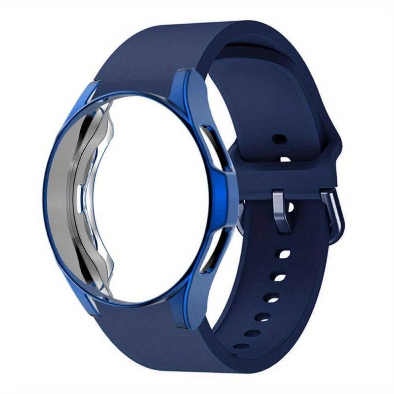 erorex For Samsung Galaxy Watch 7 44Mm Silicone Watch Band With Pc Case(Dark Blue) - Image 1